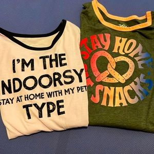 2 EUC long sleeve graphic tees